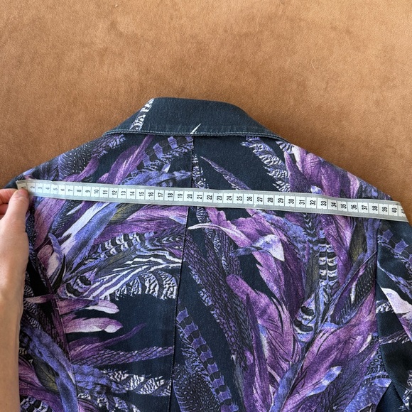 Just Cavalli Feather Print Denim Jacket - Picture 12 of 12